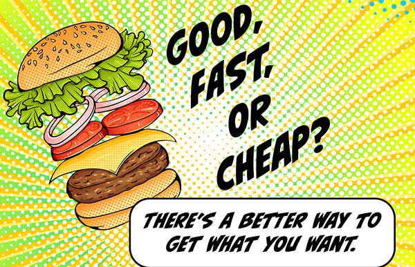 GFC blog cover image in comic book style of a burger.