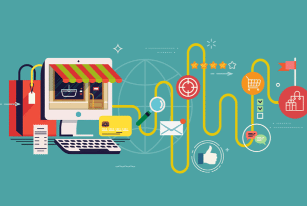 Online shopping and digital marketing illustration