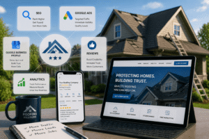 Roofing business marketing strategy dashboard