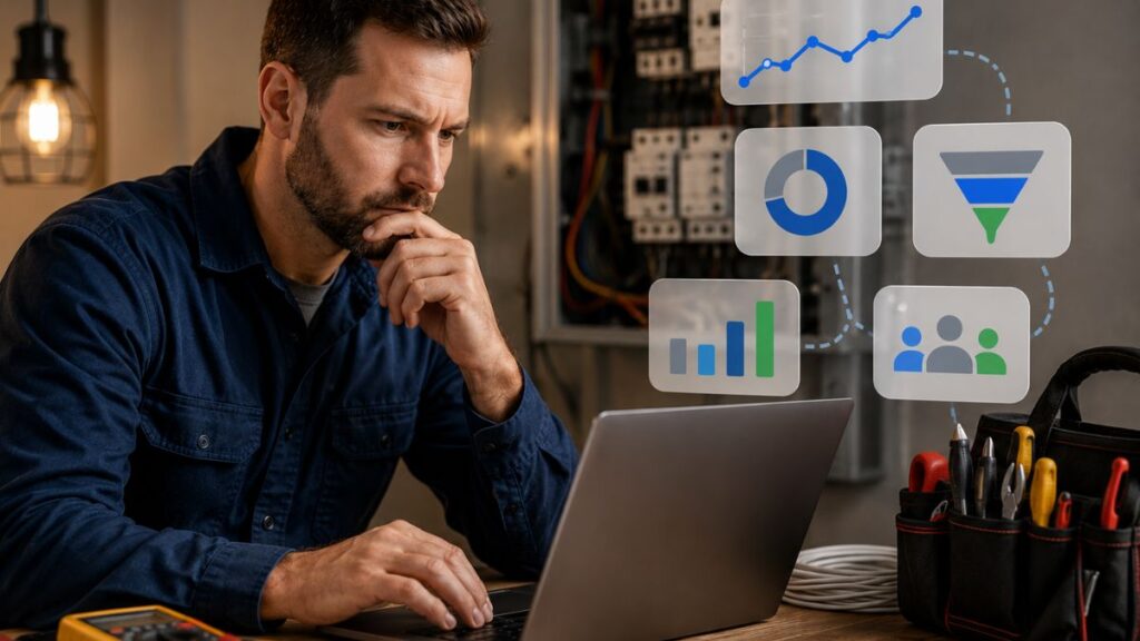 Electrician marketing with ad targeting dashboard