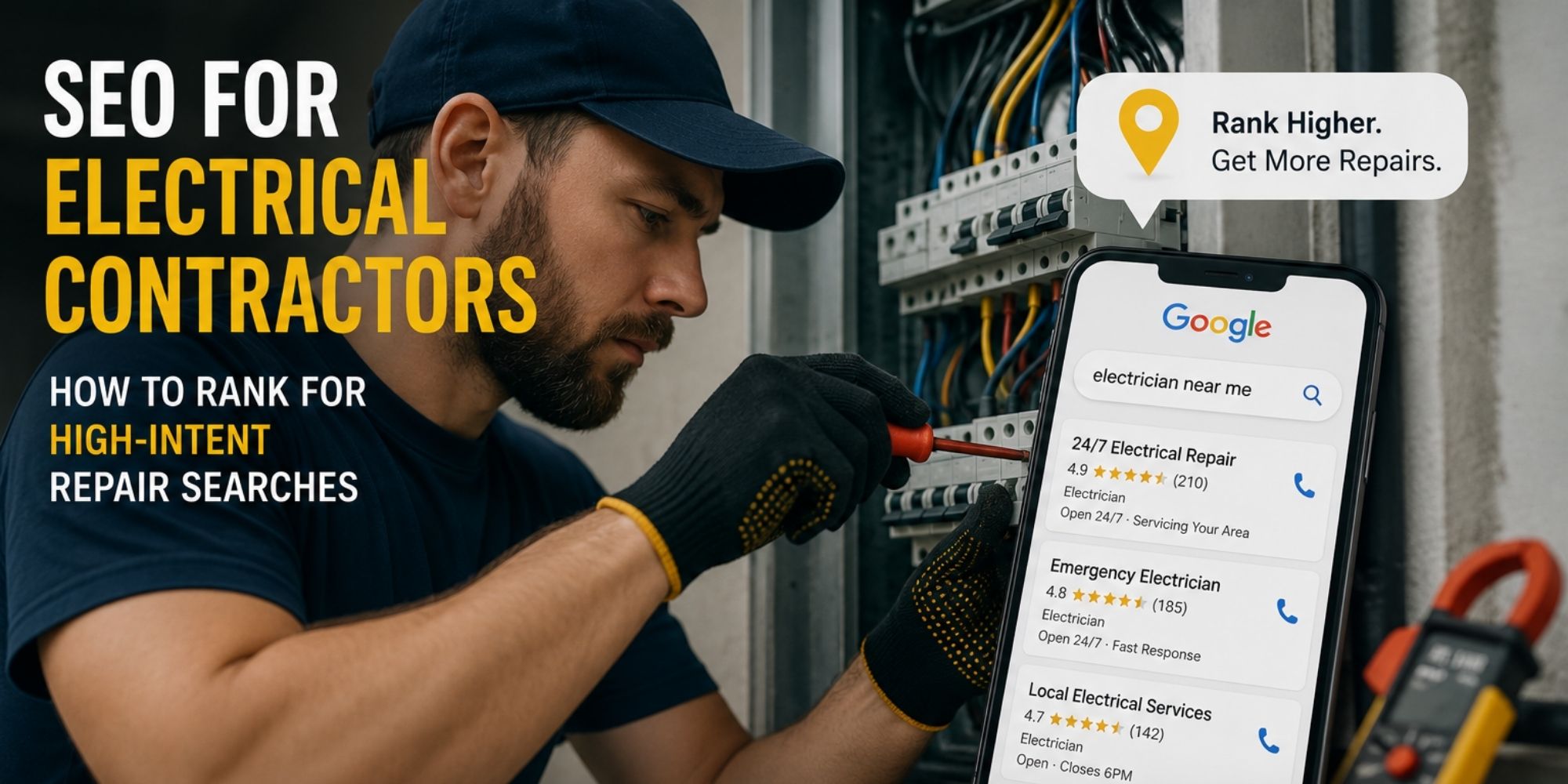 Search intent funnel showing emergency, problem-specific, and service-driven electrical searches