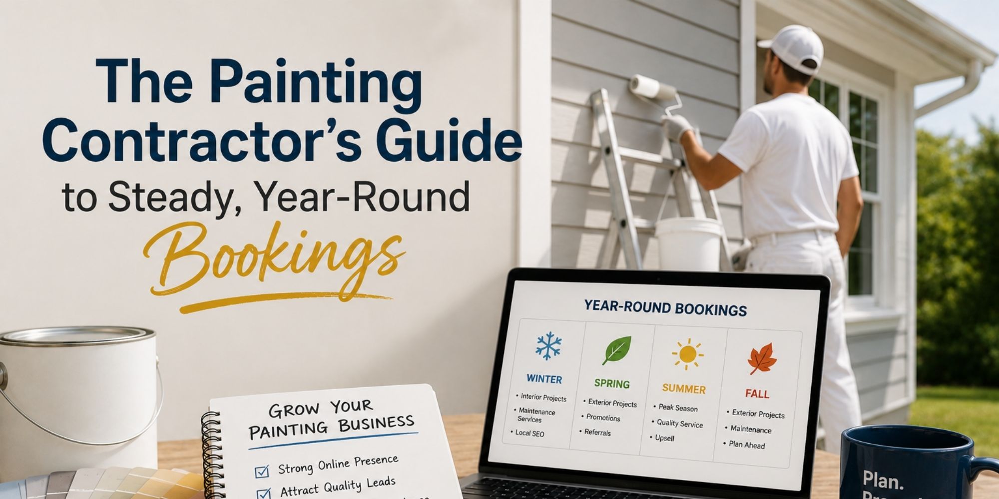 Painting contractor reviewing year-round booking strategy