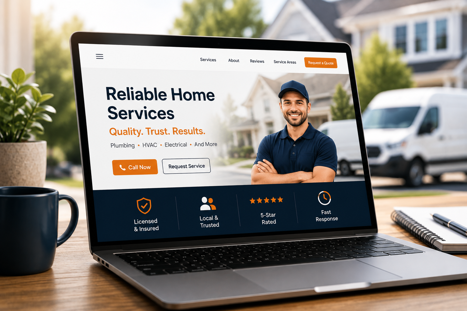 Home service website workspace showing conversion optimization strategies
